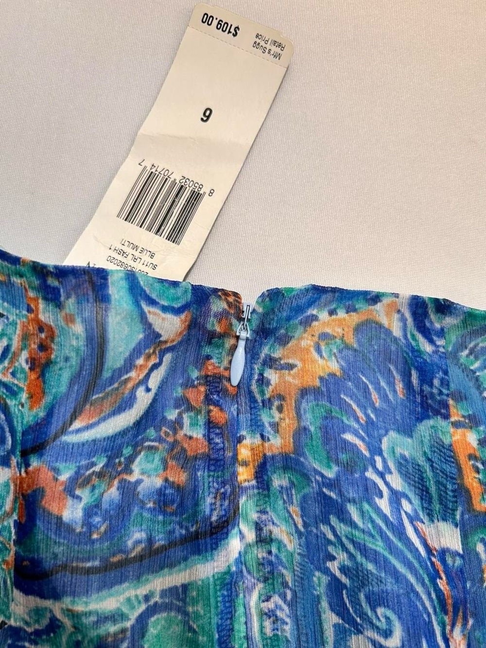 Lauren Ralph Lauren Blue Orange Paisley A-Line Midi Skirt Size 6 NWT - Picture 7 of 8